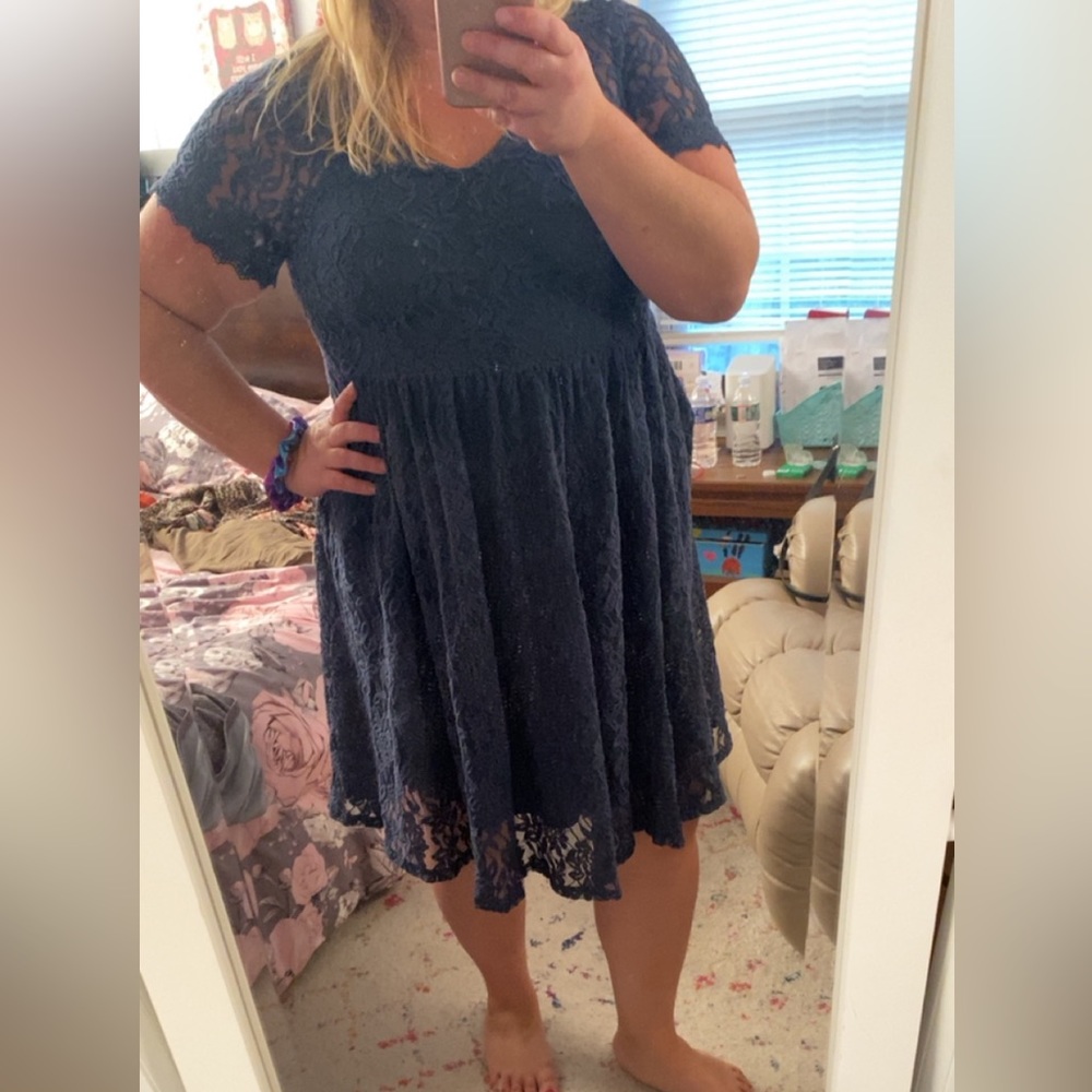 Torrid lace skater dress size 1 blue
